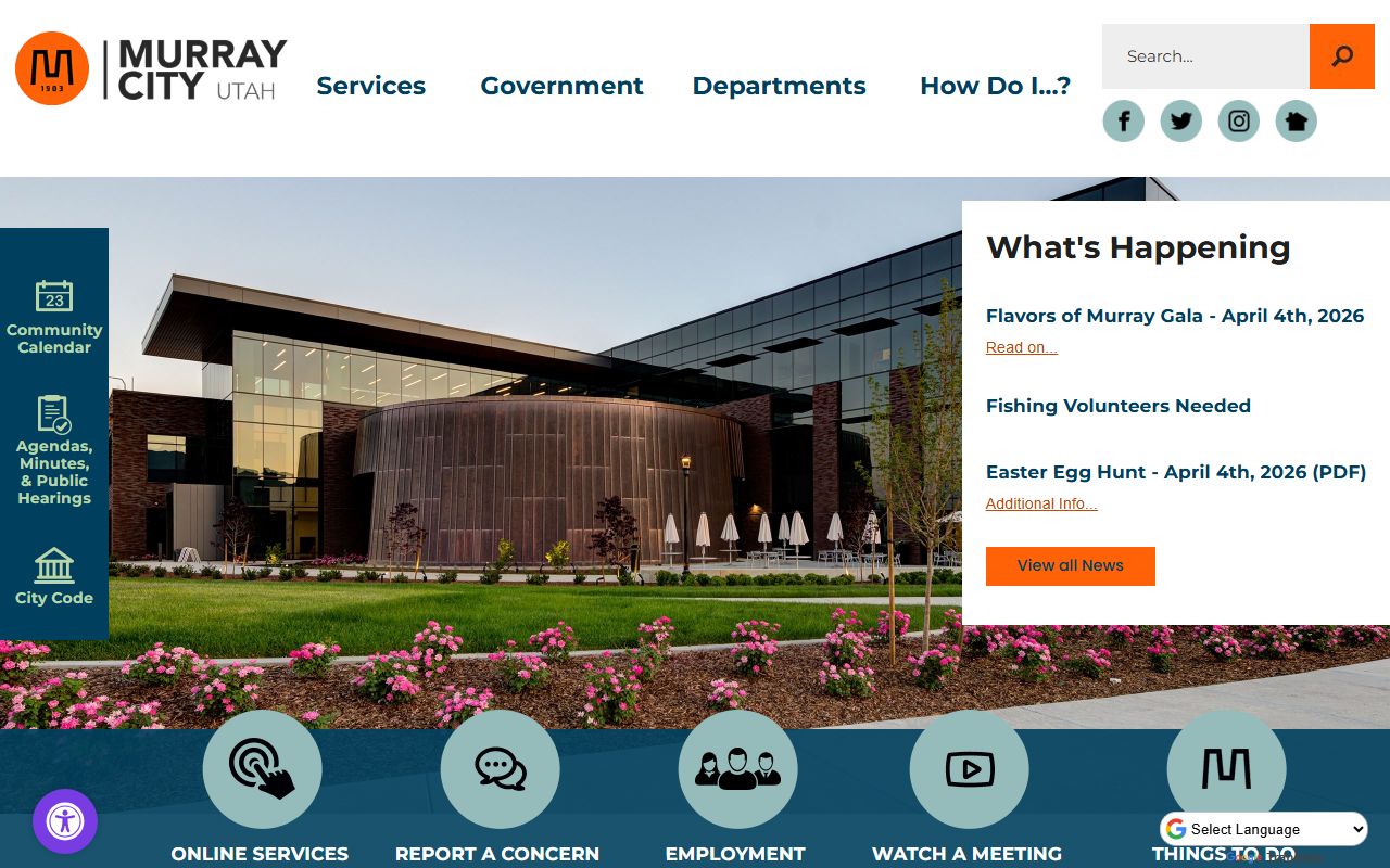 Murray City official website for Murray property tax records and public documents