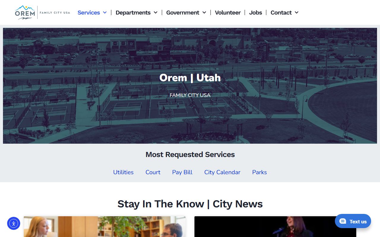Orem City official website for property tax records