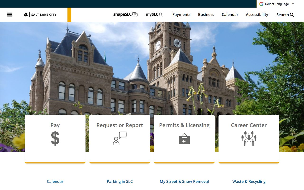 Salt Lake City official website for property tax records