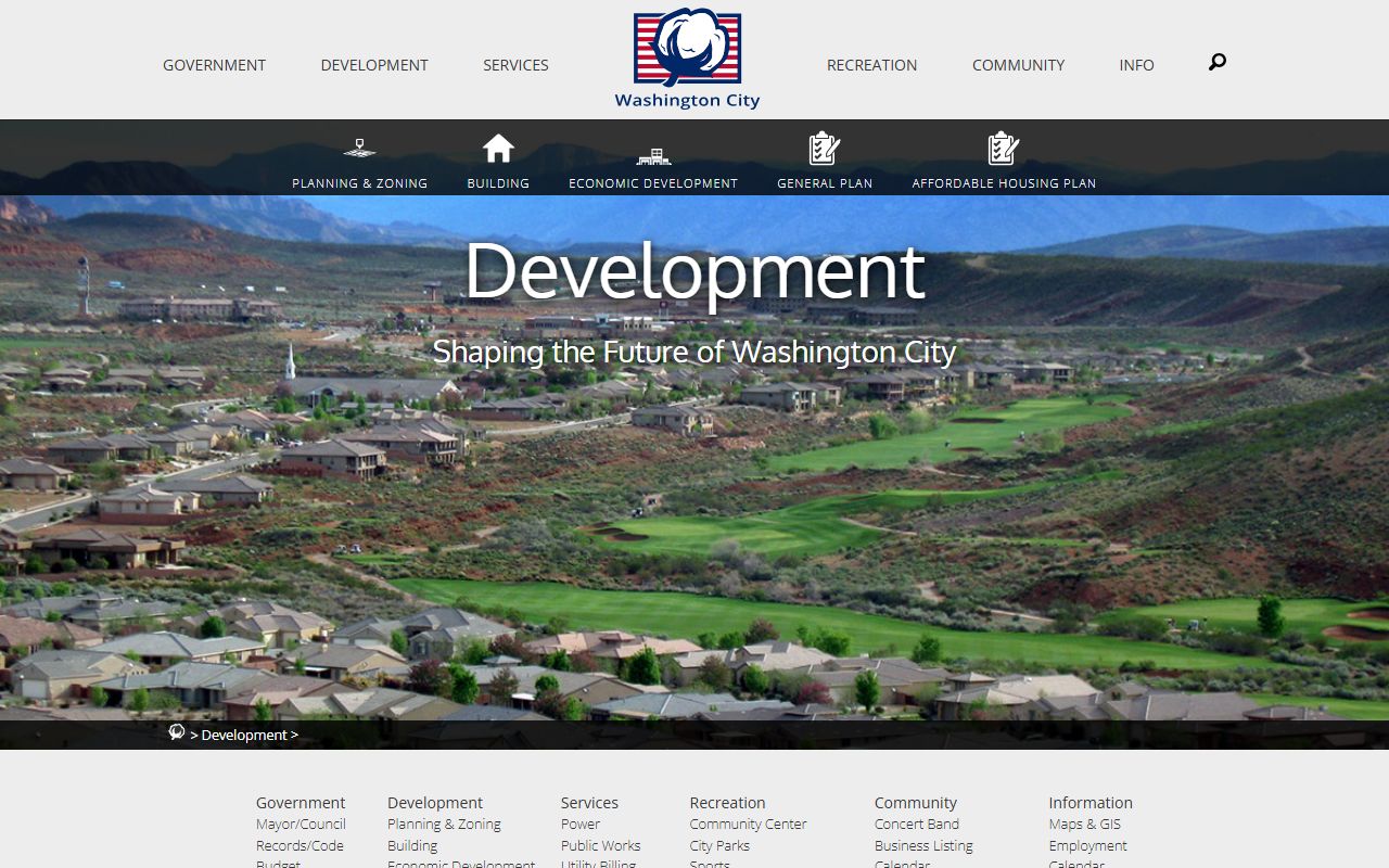 Washington City development services Washington City property tax records