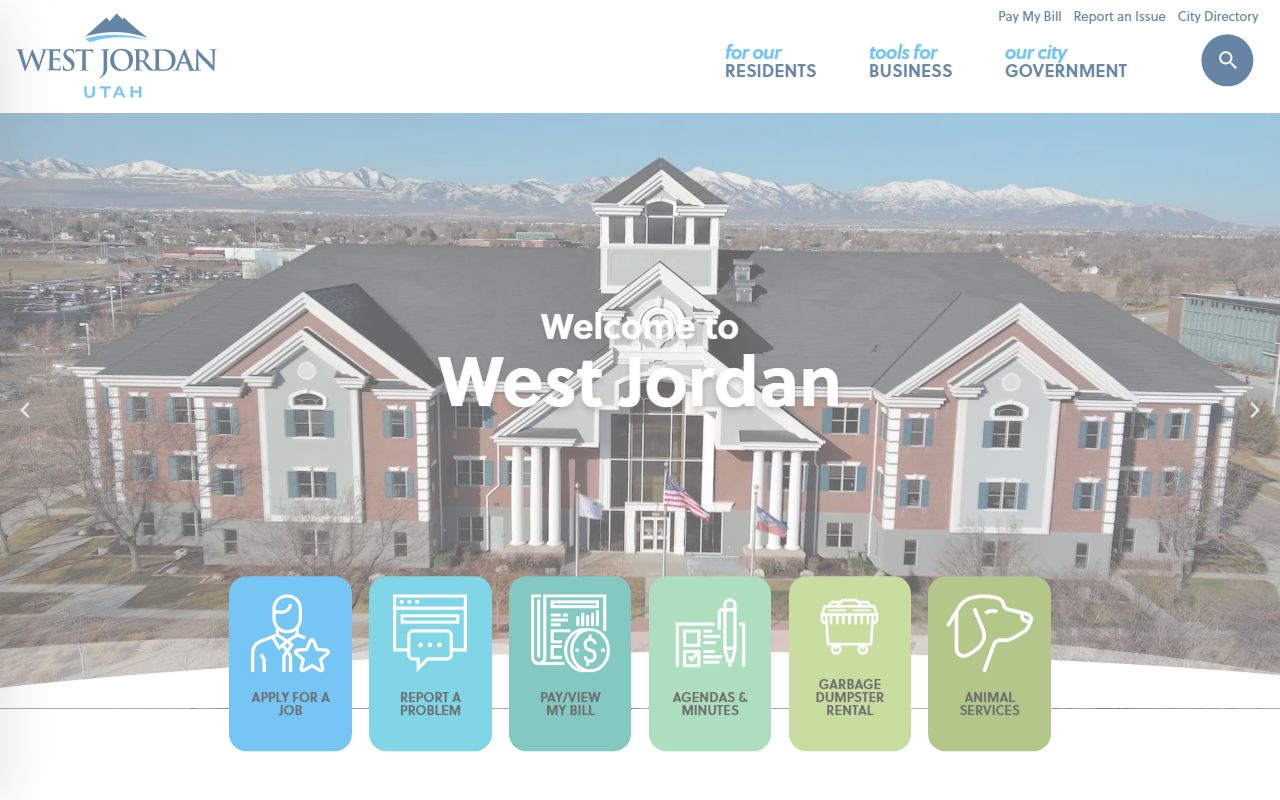 West Jordan city official website for property tax records