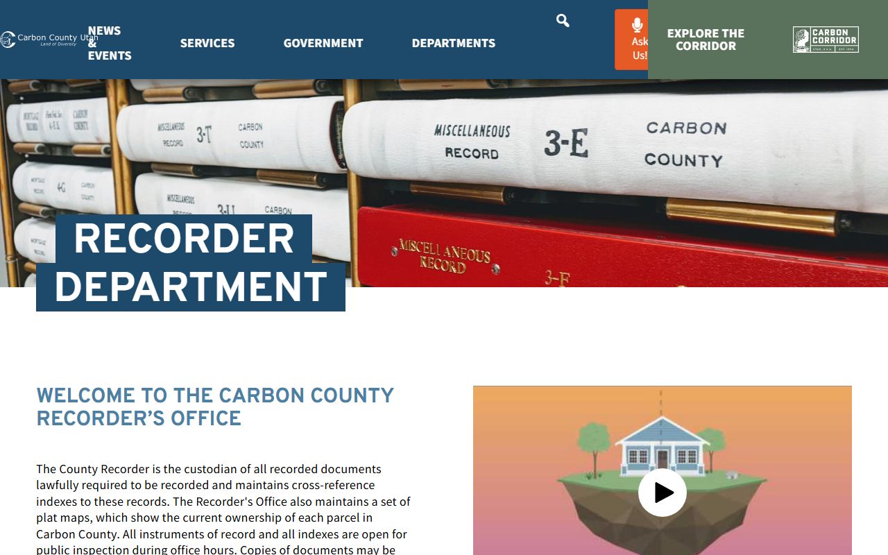 Carbon County Recorder office for property title documents and tax records
