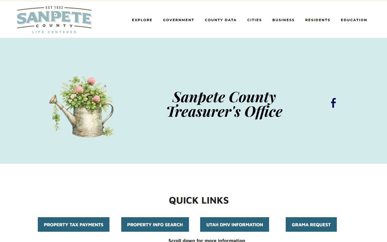 Sanpete County Treasurer website for property tax payments in Manti Utah