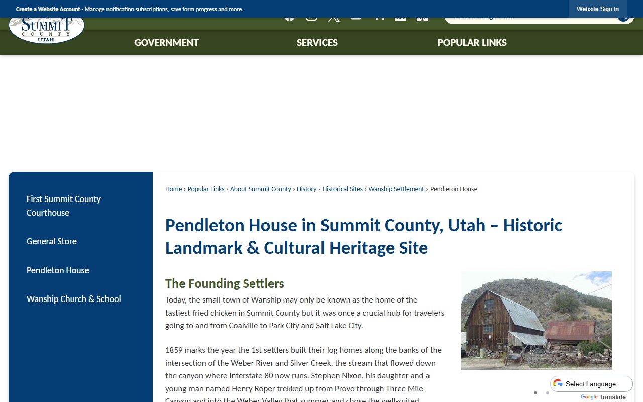 Summit County Assessor website showing property valuation and assessment records in Coalville Utah