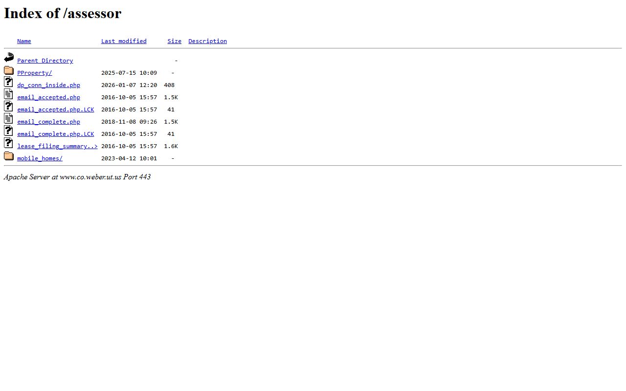 Weber County Assessor office for property tax records